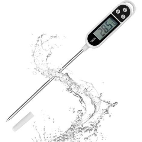Termometro da cucina con display LCD, termometro digitale con sonda lunga, alta precisione, lettura istantanea, termometro per cucinare barbecue, olio, carne, alimenti, latte, vino, acqua calda