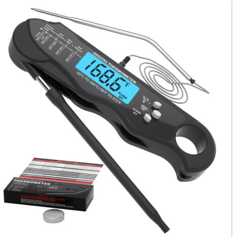 Termometro da cucina digitale 2 in 1, termometro da cucina istantaneo con 2 sonde, allarme temperatura, display LCD, retroilluminazione, termometro magnetico per barbecue, per carne, bevande calde, la