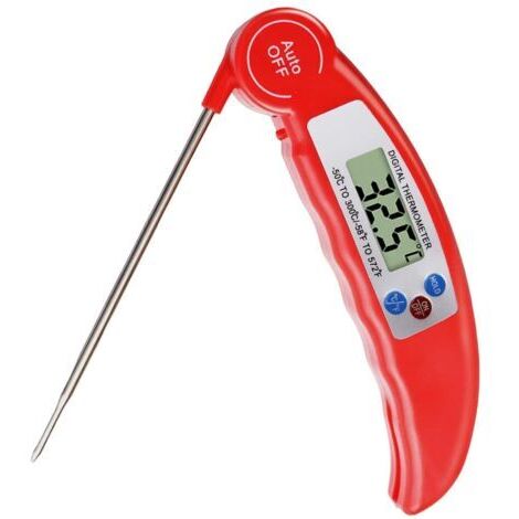 Termometro da cucina professionale con lettura istantanea in 3 secondi, precisione di ±0,1 °C, display LCD retroilluminato, termometro per cucinare, ideale per carne, barbecue, olio e acqua.