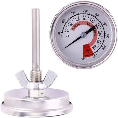 Termómetro de acero inoxidable para horno (1 unidad), ideal para cocinar y cocinar, para horno de pizza y parrilla, ideal para barbacoas, parrillas y hornos de pizza. Mide de 75 a 300 °C (150 a 600 °F