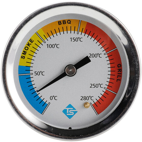 Termómetro de acero inoxidable Termómetro bimetálico Termómetro de esfera 0 280℃ para parrilla, barbacoa, horno ahumador