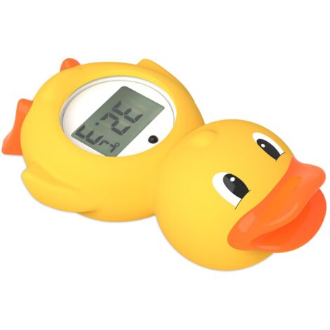 Termómetro de agua con pantalla LED de pato amarillo pequeño para niños, juguete flotante, termómetro para piscina