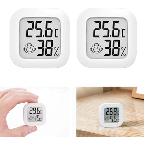 Termómetro de ambiente de 2 piezas, mini higrómetro digital LCD, termómetro de interior fácil de usar, termómetro e higrómetro multifuncional.