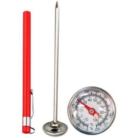 Termómetro de cocina de acero inoxidable KZQ, termómetro de sonda de 120 mm con clip, termómetro de cocina para carne, horno, pastelería y parrilla