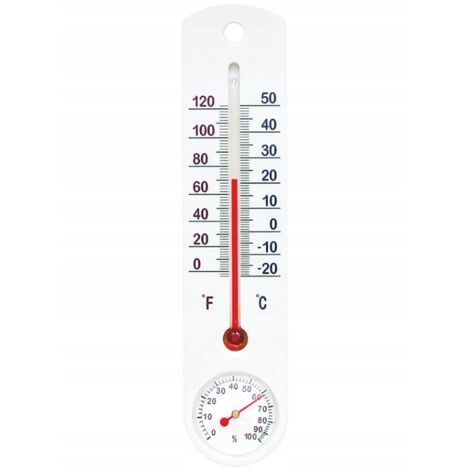 Termómetro de interior con higrómetro, blanco, 25 cm