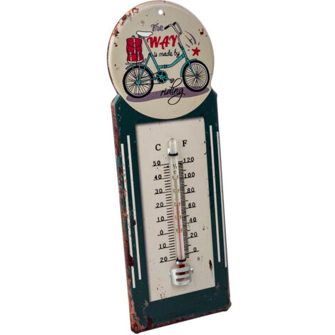 Termometro de pared de metal verde 29x10x1