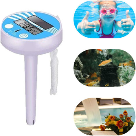 Termómetro de piscina - Pantalla analógica de temperatura - Termómetro flotante para piscinas exteriores e interiores, acuarios, estanques de peces 0-50 Pantalla digital electrónica Panel solar