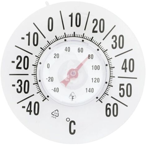 Termómetro de ventana redondo y transparente para exteriores, funciona con pilas, impermeable, accesorio para medir la temperatura.