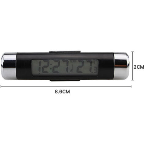 Termómetro digital con clip LCD para coche, reloj digital LED para coche, termómetro para salpicadero de vehículo, reloj electrónico