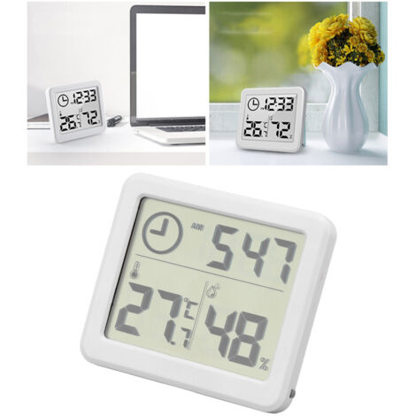 Termómetro digital de alta precisión con higrómetro, monitor de 4 estomas, pantalla LCD de 3,2 pulgadas, color blanco.