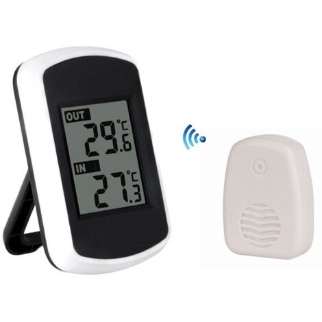 Termómetro digital inalámbrico LCD para exteriores, que permite medir la temperatura ambiente, el clima y la temperatura interior/exterior.