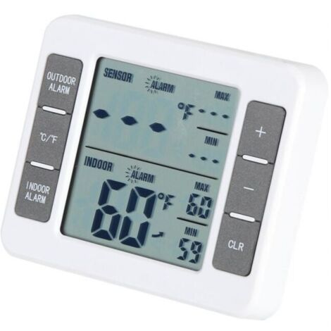 Termómetro digital inalámbrico para congelador  , uno a uno, con sensor de temperatura interior/exterior y alarma sonora