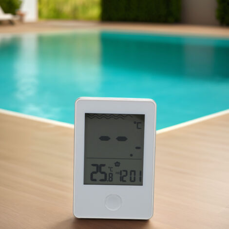 Termómetro digital inalámbrico para piscinas, spas y balneoterapia, resistente al agua, flotante y de fácil lectura, FHT-800 ABS, 6 x 9 cm, con pantalla portátil.