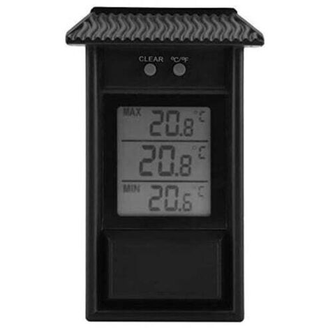 Termómetro digital KZQ negro para interiores y exteriores, termómetro de pared inalámbrico e impermeable, de -20 a +50 °C.