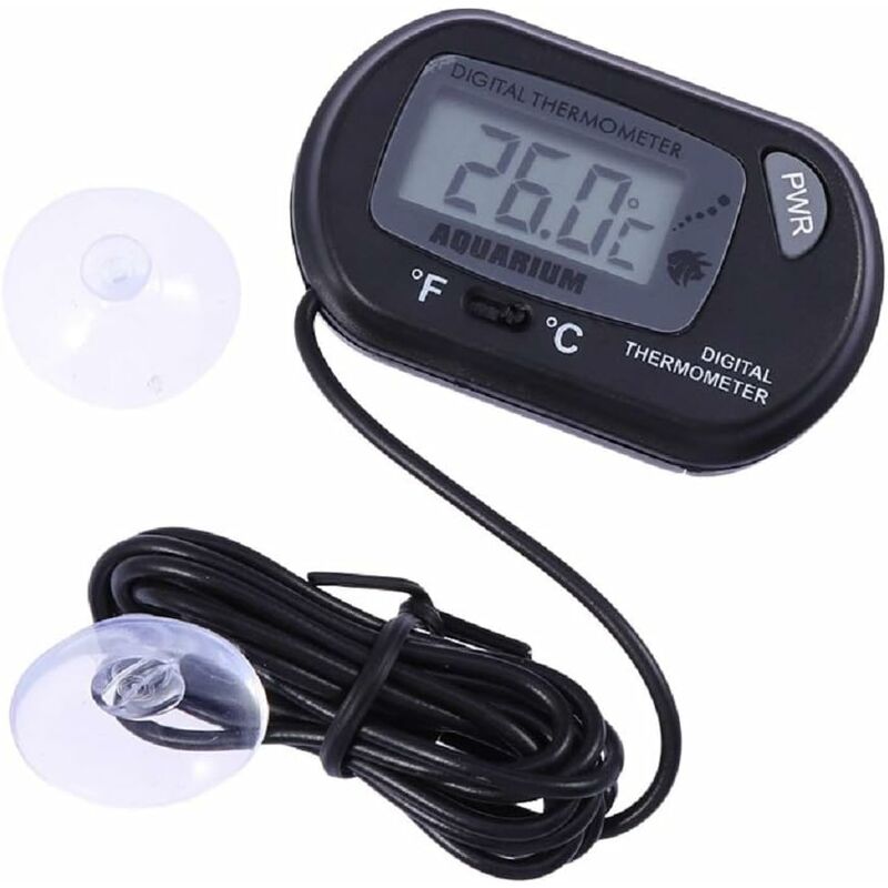 

Termómetro digital LCD de 2 piezas para pecera, acuario, vivero, reptil, terrario (negro)