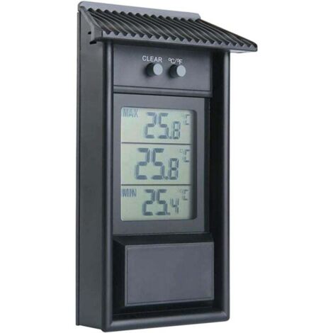 Termómetro digital Min, termómetro para invernadero, negro