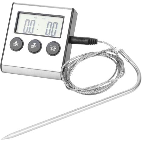 Termómetro digital multifuncional para carne y alimentos, con pantalla LCD retroiluminada, ideal para barbacoas, barbacoas o dulces.