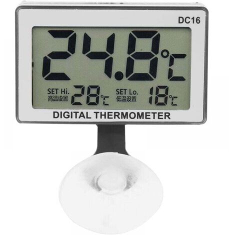 Termómetro digital para acuario con pantalla LCD DC16, resistente al agua y preciso para peceras.