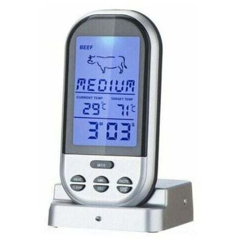 Termómetro digital para carne ZVD, inalámbrico y remoto, para carne, pescado, ahumador, resistente al agua, para barbacoa y parrilla.