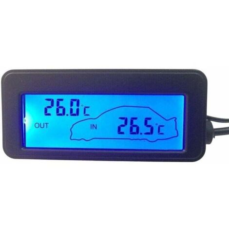 Termómetro digital para coche de 12 V, retroiluminado, mini termómetro LCD para interior y exterior.