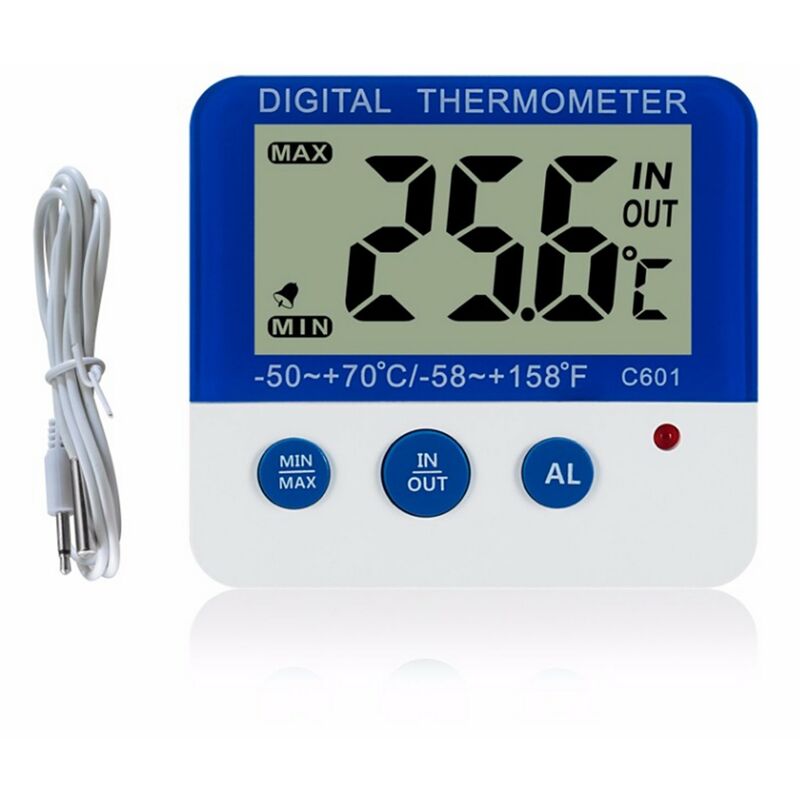 

Termometro digital para frigorifico, con alarma y temperatura minima maxima