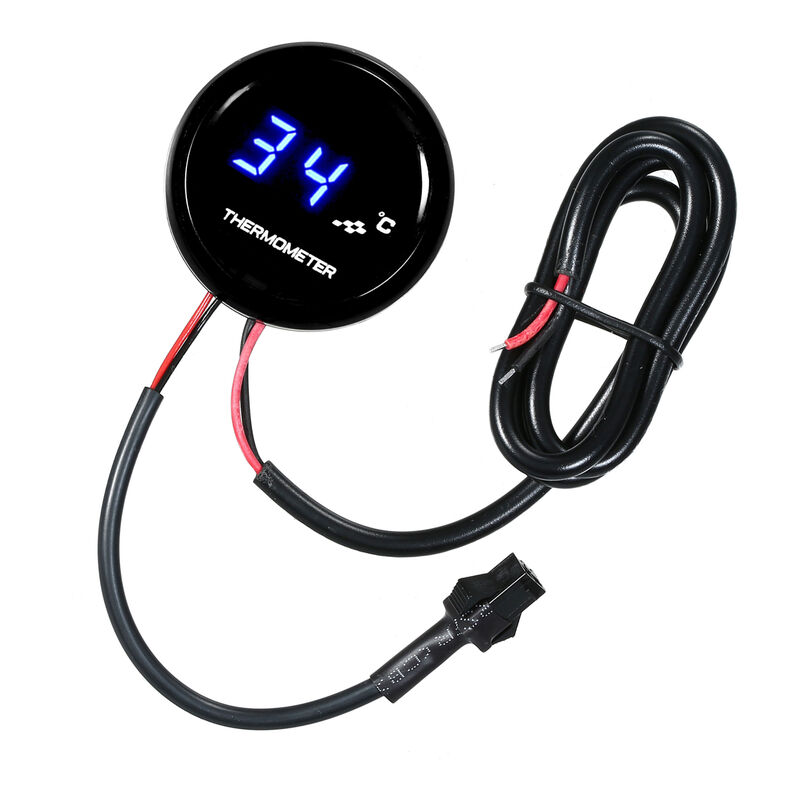 

Happyshop - Termometro digital para motocicleta de 12 V, medidor de temperatura del agua redondo ultrafino con pantalla LED de luz azul Universal