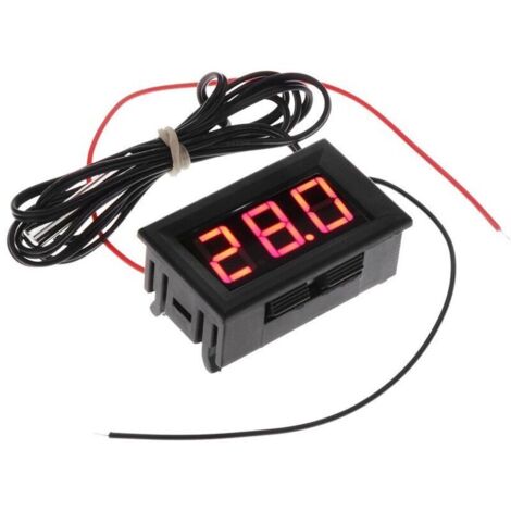 Termómetro digital para refrigerador con sonda y sensor de temperatura de 50 a 110 °C, alimentación de 5-12 V CC, color rojo.