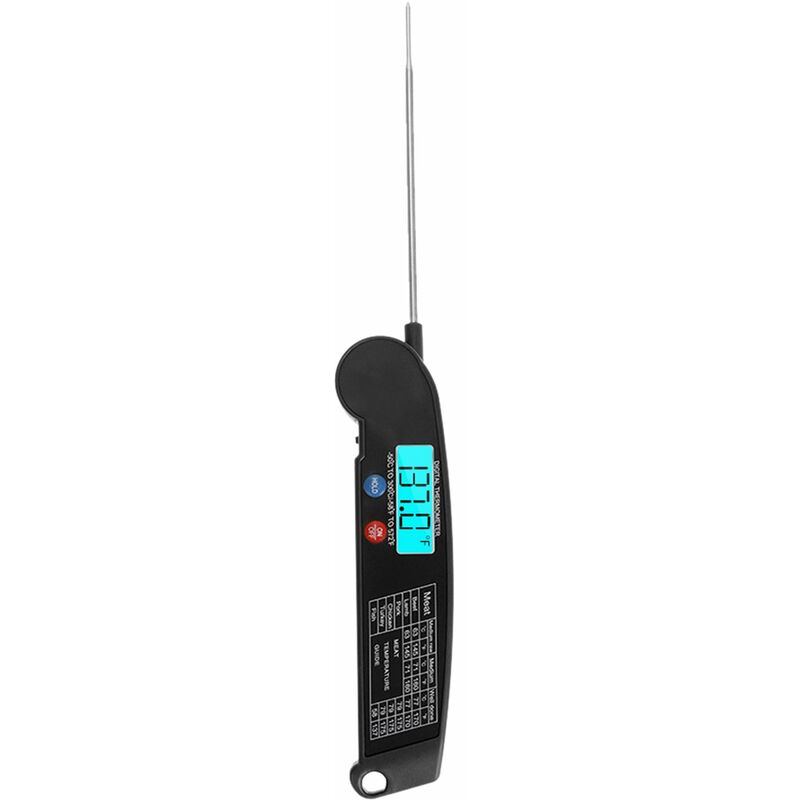 

Happyshopping - Termometro digital, probador de temperatura de coccion de alimentos, para barbacoa, leche, uso en la cocina,Negro