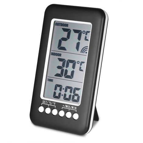Termometro digital Reloj Medidor de temperatura, con transmisor, LCD ℃ / ℉