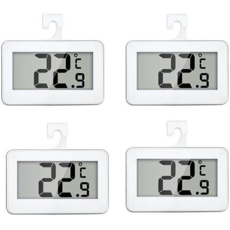 Termómetro digital resistente al agua con compartimento para congelador y pantalla LCD de fácil lectura, ideal para exteriores.