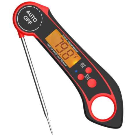 Termómetro digital retroiluminado de lectura instantánea para alimentos, carne, barbacoa, parrilla, ahumador, horno y horno con sonda plegable.