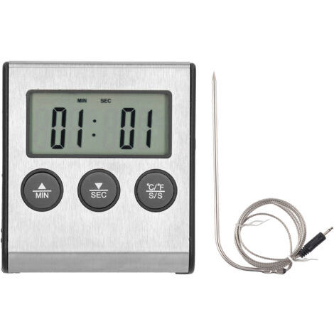 Termometro digitale da cucina con timer e display LCD (℃/℉) con sonda per carne e alimenti alla griglia
