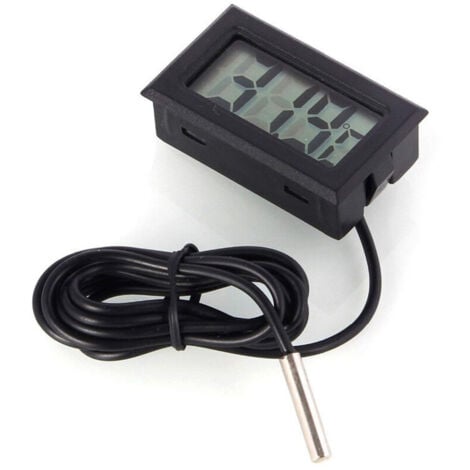 FITAGS Termometro digitale LCD con sonda esterna impermeabile per frigorifero/congelatore, acquario, temperatura dell'acqua dell'acquario - Nero