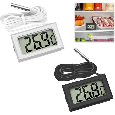 Termometro digitale LCD da 2 pezzi, temperatura digitale con display LCD, termometro per frigorifero, sonda di temperatura digitale, termometro per frigorifero e congelatore, sensore multiuso, misura