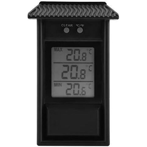 Termometro digitale nero per uso interno/esterno, termometro esterno wireless impermeabile da parete, da -20 a +50 °C