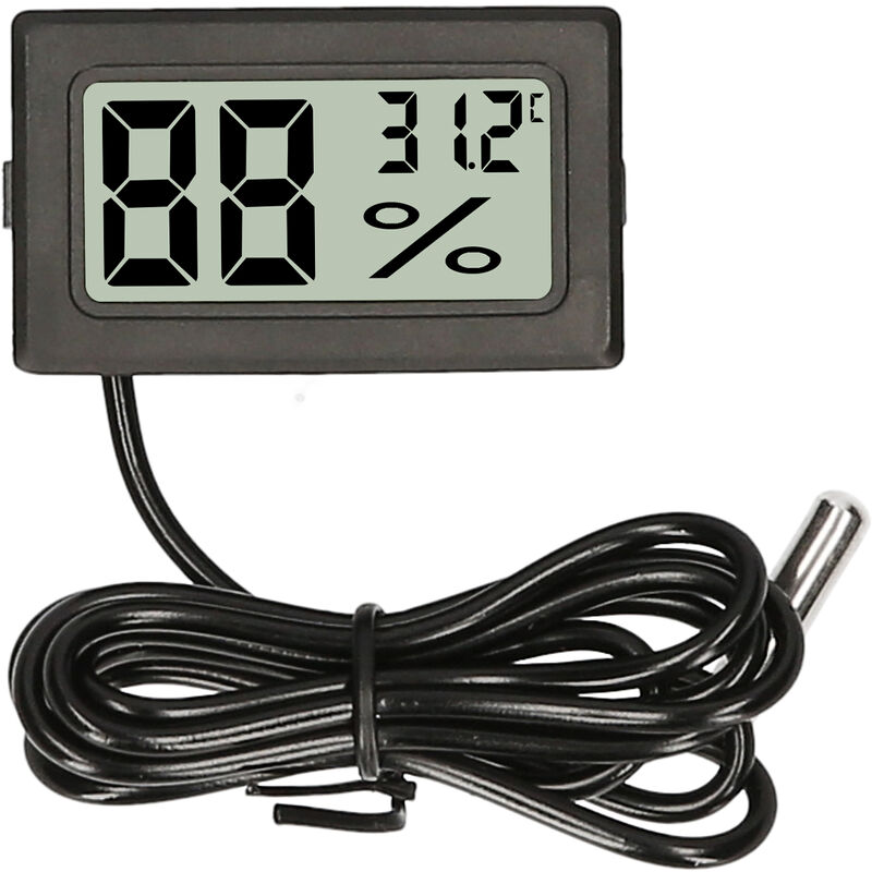 Sensore di temperatura LCD per frigorifero, termometro per acquario, termometro digitale, forte intervallo di temperatura da -50 a 110 °C (nero