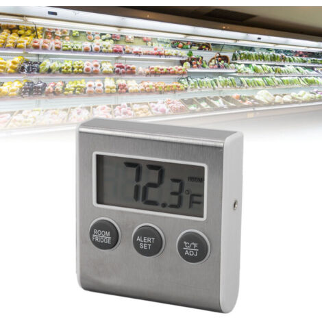 Termometro digitale per frigorifero, funzione di memoria, allarme, piccolo magnete, termometro per congelatore da laboratorio, bianco