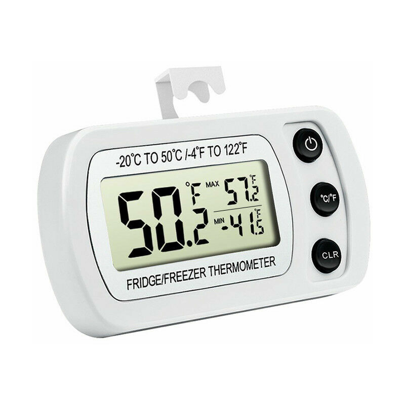 Image of Termometro digitale per frigorifero, termometro impermeabile per congelatore con gancio, display LCD di facile lettura, funzione di registrazione