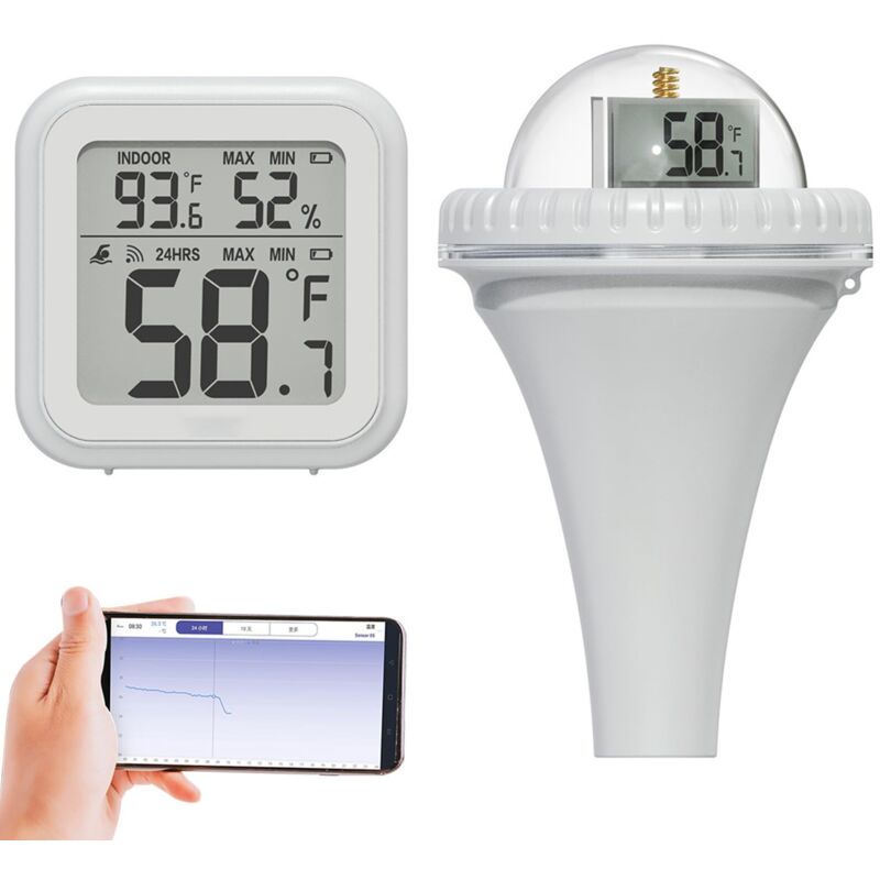 Image of Termometro digitale per piscina, termometro wireless per piscina, termometro galleggiante per piscina, termometro per piscina, per piscina, laghetto,