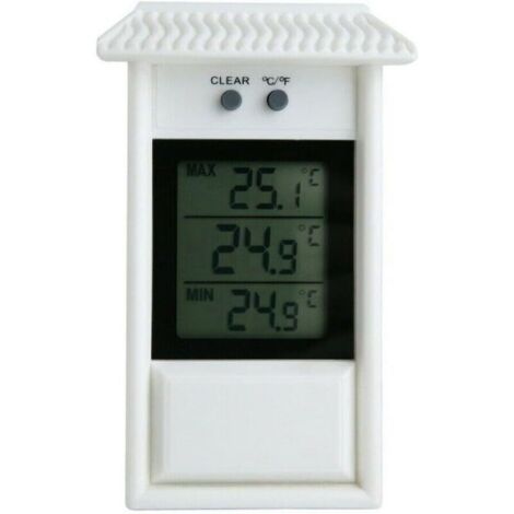 Termometro digitale per serra KZQ, montaggio a parete, impermeabile, temperatura massima/minima per uso interno ed esterno (bianco)