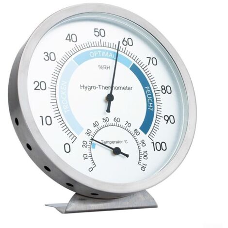 Termometro e igrometro analogico 2 in 1 per interni, termometro ambiente e igrometro in acciaio inox spazzolato.