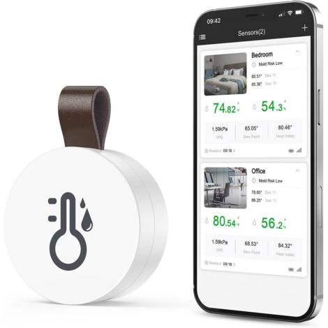 Termometro e igrometro Bluetooth per interni, monitor di temperatura e umidità con app, archiviazione dati, termometro in rete, mini termometro per interni per casa e ufficio