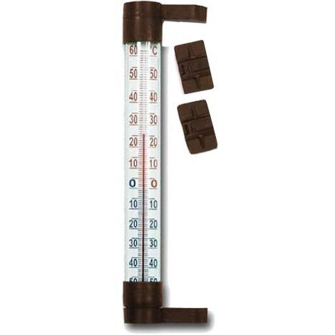 Termómetro Exterior para Ventana 24 cm Marrón, medición precisa, instalación sin perforaciones, resistente, ideal para hogares y oficina