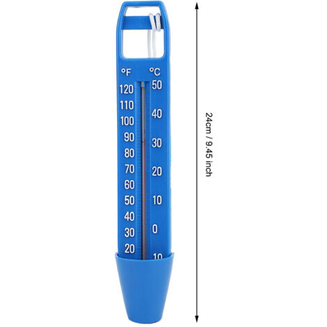 Termómetro flotante para piscina – termómetro de agua con correa de transporte – rango de temperatura de -10 °C a +50 °C  PP azul  24 cm