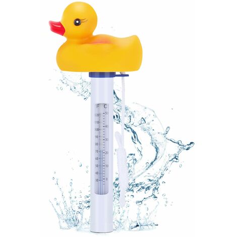 Termómetro flotante para piscina, termómetro flotante con cuerda, termómetro de agua estilo pato para piscinas exteriores e interiores, jacuzzis, spas