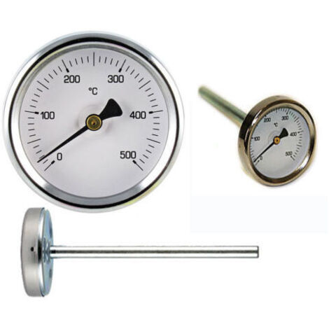TERMOMETRO FORNI A LEGNA - BARBECUE E FUMI 0 - 500GR con sonda rigida da 20 cm -