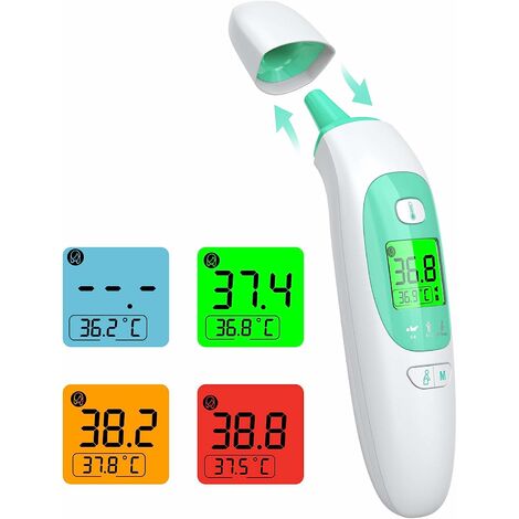 Termometro frontale per adulti, termometro senza contatto Kkmier, termometro medico per fronte e orecchio, display LCD e funzione di memoria