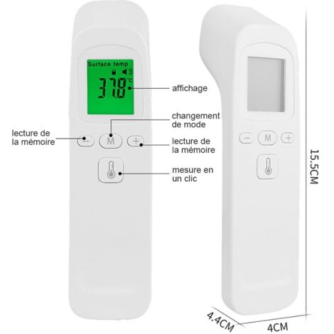 Termometro frontale per neonati e adulti, termometro a infrarossi senza contatto con display LCD, 32 gruppi di dati, interruttore °C/°F per neonati e adulti