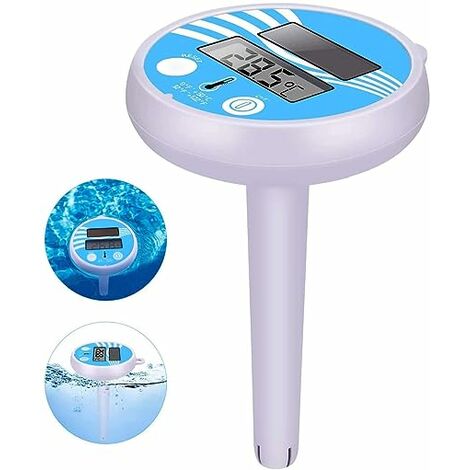 Termometro galleggiante digitale per piscina solare, termometro elettronico per piscina, termometro galleggiante solare, con display LCD, adatto per piscine e spa interne ed esterne (bianco)