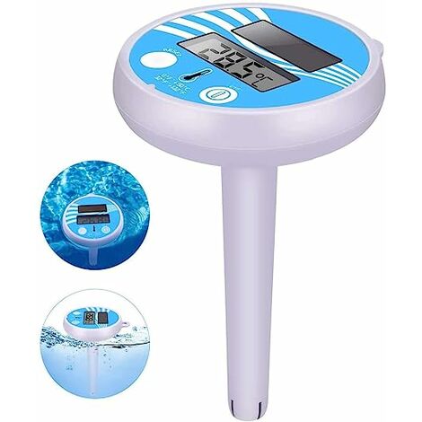 Termometro galleggiante digitale per piscina solare, termometro elettronico per piscina, termometro galleggiante solare, con display LCD, adatto per piscine e spa interne ed esterne (bianco)